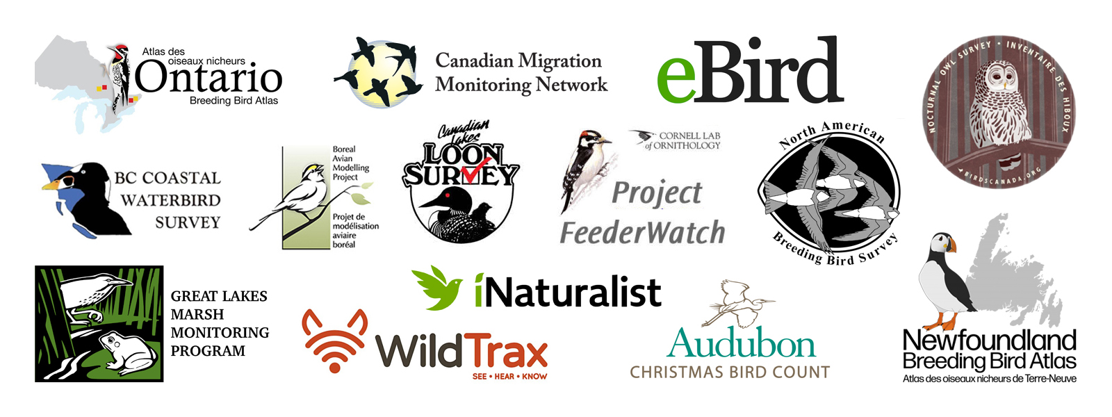 A collection of logos from various citizen science and research projects.